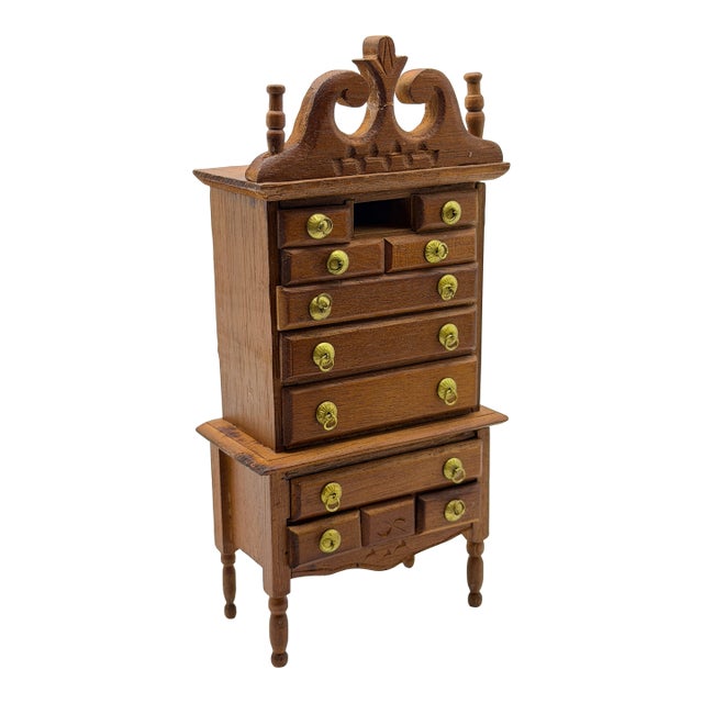 Vintage Shackman 1:12 Miniature Wooden Highboy Chest, Korea For Sale