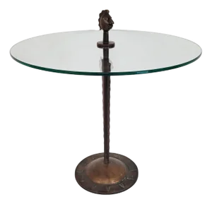 Round Bronze Base Side Table in the style of Diego Giacometti, 1960s