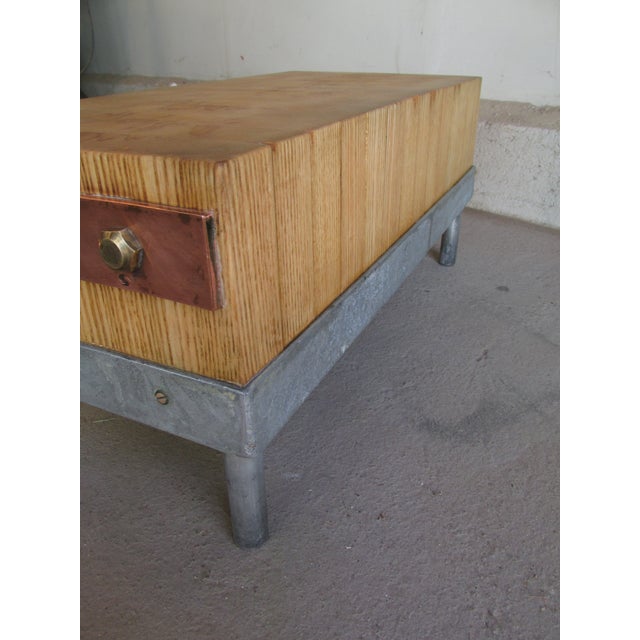 Brown Custom Made Heavy Duty Tabletop Butcher Block Cutting Board Dated 1941 For Sale - Image 8 of 10