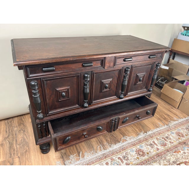 Brown Vintage Wallace Nutting Walnut Lift Top Pilgrim Style Chest, Catalogue #909 C. 1940 For Sale - Image 8 of 11