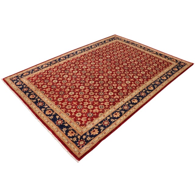 Transitional Classic Ziegler Red Blue Hand-Knotted Wool Rug - 9'11'' X 14'2'' For Sale - Image 3 of 8