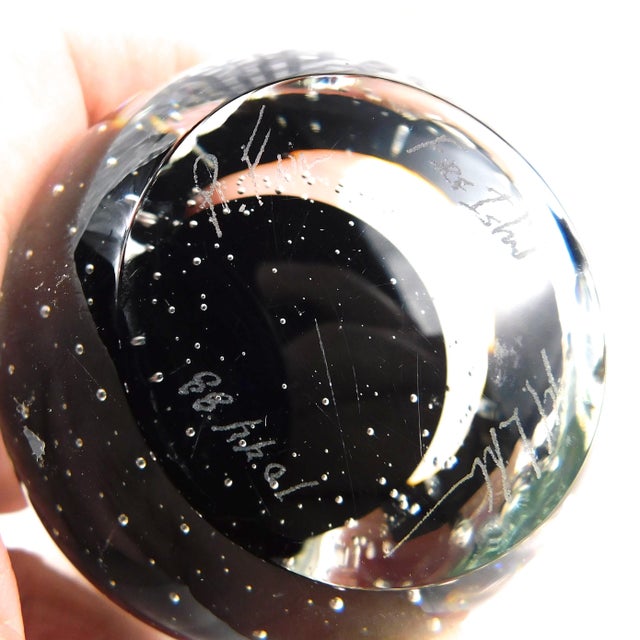 1980s 1980s Fire Island Black Bullicante Art Glass Perfume Bottle For Sale - Image 5 of 6