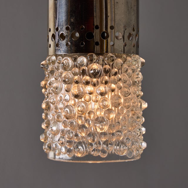 Pair of 1960s Chrome Metal and Bubble Glass Pendants by Helena Tynell For Sale - Image 15 of 18