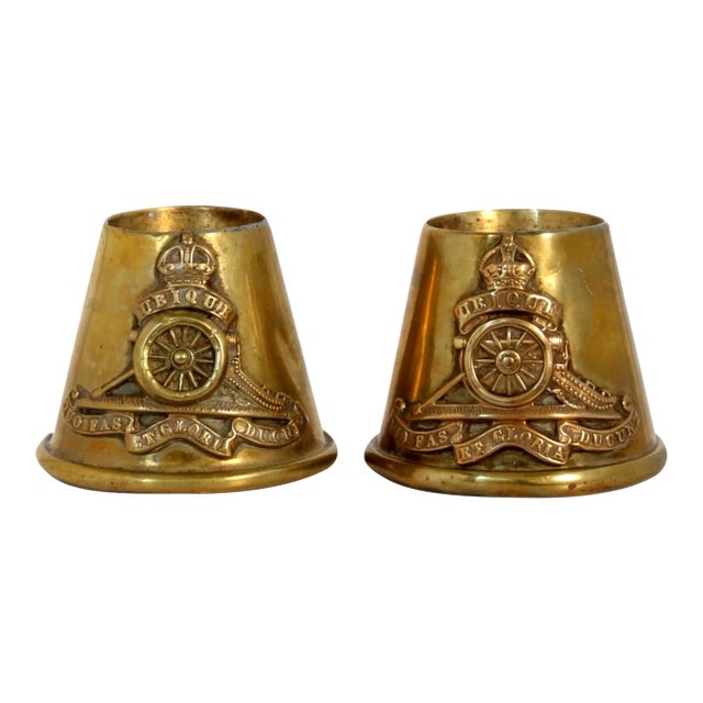 Antique French Trench Art Match Holders, a Pair For Sale