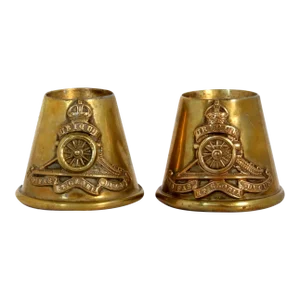 Antique French Trench Art Match Holders, a Pair