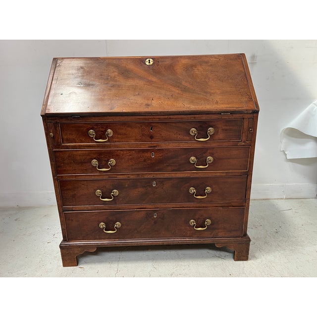 19th Century English Mahogany and Veneer Slant-Front Desk For Sale - Image 16 of 16