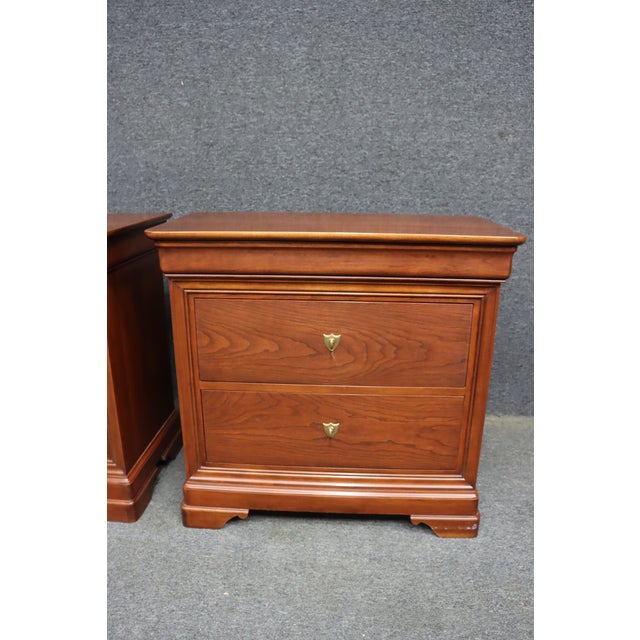 Louis Philippe Style Cherry Nightstands by Stickley – Pair For Sale - Image 14 of 15