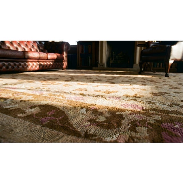 Textile Calming Tan-Camel Background Color With Special Dragon Design Border Antique Chinese Peking Rug For Sale - Image 7 of 9