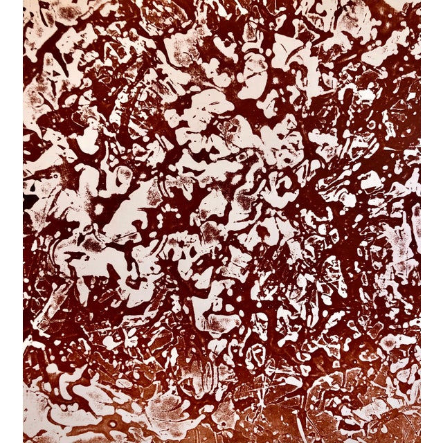 1980s Hans Burkhardt, California Abstract Expressionist Linocut Lithograph Sepia Print Edition of 6, 1983 For Sale - Image 5 of 9
