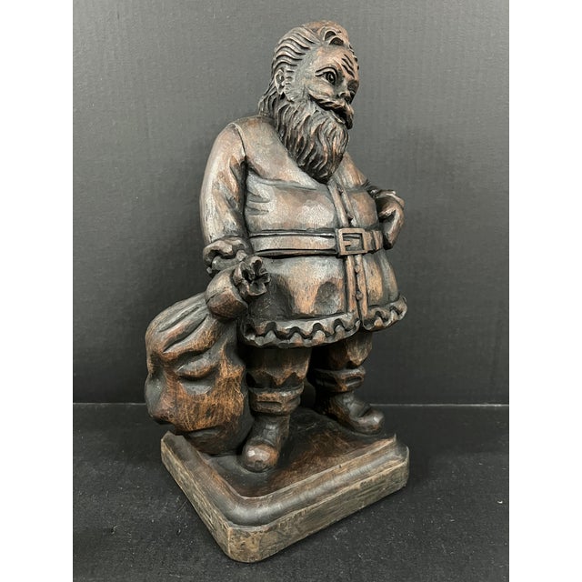 Figurative Carved Wood Santa Claus Sculpture Late @0th Century For Sale - Image 3 of 9