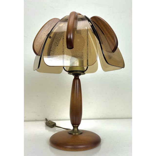 Teak and Amber Glass Table Lamp from Hustadt Leuchten, 1960s For Sale - Image 4 of 18