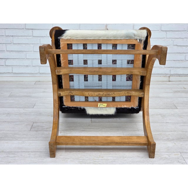 Danish Highback Armchair in Cowhide and Oak, 1960s For Sale - Image 10 of 18