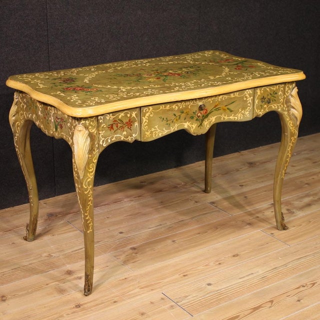 French Lacquered and Painted Writing Desk, 1950s For Sale - Image 13 of 13