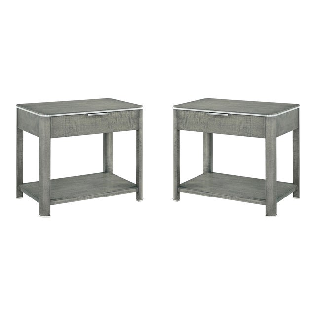 Grey Art Deco Style Nightstands For Sale