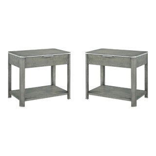Pair of Grey Art Deco Style Nightstands For Sale