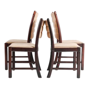 A Danish Modern Dining Chairs in Afromosia and Original Knit Fabric, circa 1970s - Set of 4