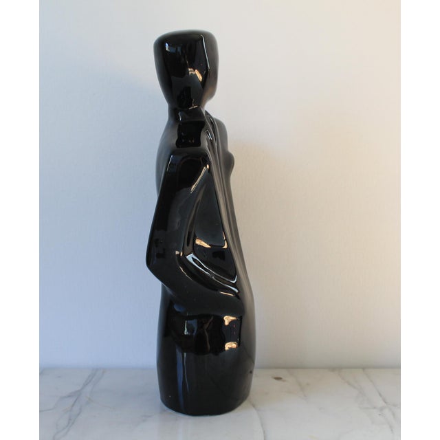 Vintage Postmodern Black Ceramic Figure For Sale - Image 4 of 11