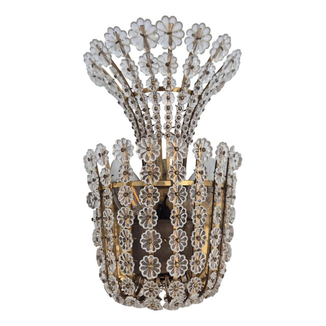 Swedish Modern Wall Light in Brass with Flower Decor, 1950s For Sale