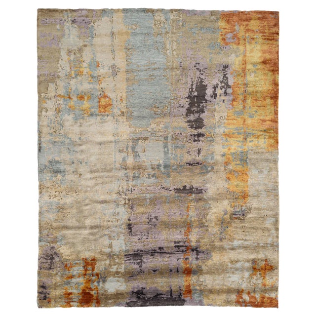Orange Abstract Rug by DSV Carpets For Sale