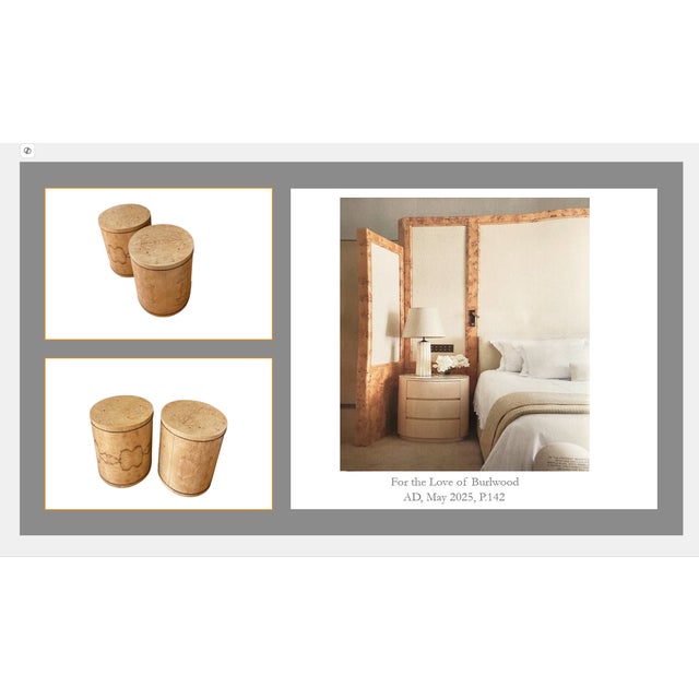 1980s Heritage Round Burlwood Tableswith Glass Tops by Henredon, Set of 2 For Sale - Image 5 of 12