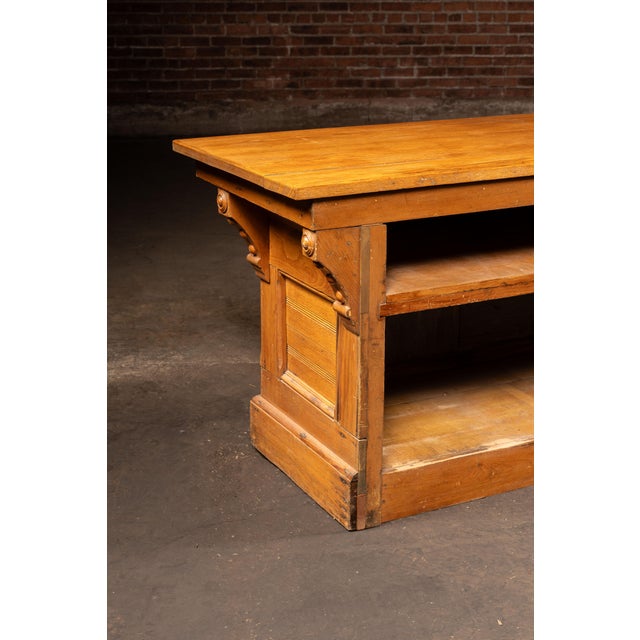 Monumental Antique Oak General Store Mercantile Counter For Sale - Image 9 of 11