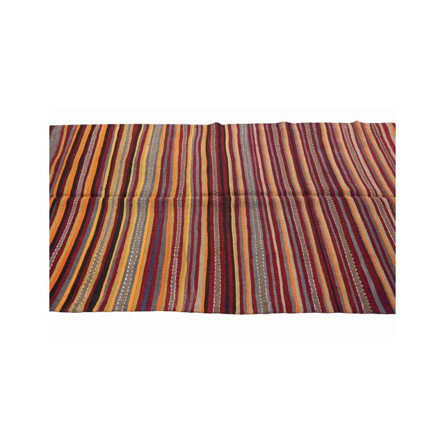 Vintage Turkish Striped Kilim Rug - 4`8" X 10`11" For Sale In Los Angeles - Image 6 of 6