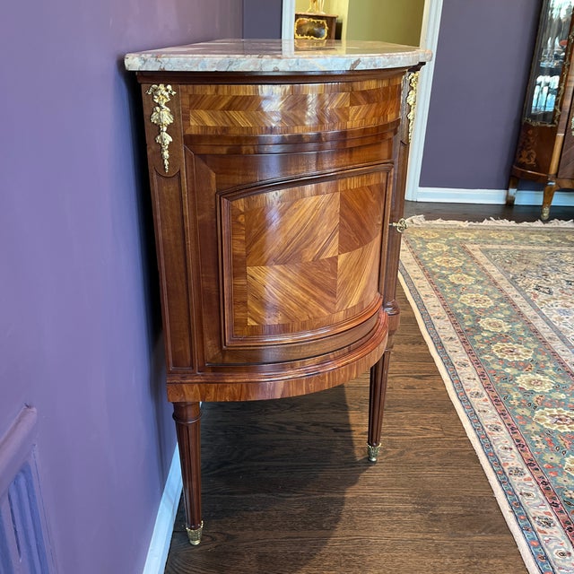 Antique 19th century commode ( credenza/ sideboard) with genuine marble top in a gorgeous blush color with charcoal grey...