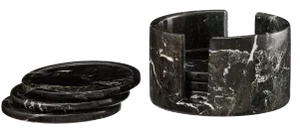 Black Marble Coaster Set - Set of 6