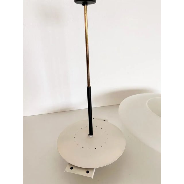 Large Italian Opaline Glass and Brass Pendant Light from Stilnovo, 1970s For Sale - Image 6 of 13