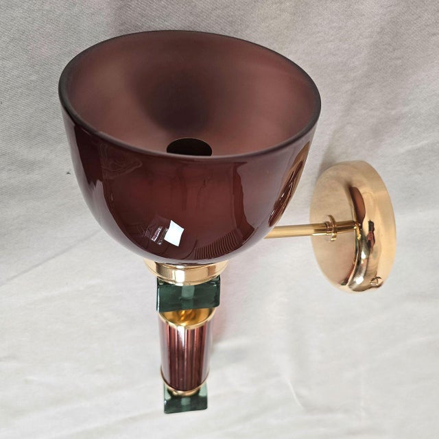 1990 Burgundy and Green Murano Glass Sconces - a Pair For Sale - Image 11 of 11