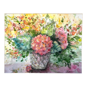 Original Watercolor Ink and Wash Painting “Crystal Hydrangeas”