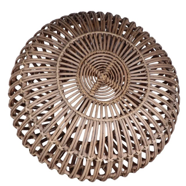 Franco Albini Stick Wicker Reed Ottoman Stool Footrest Pouf by Franco Albini For Sale - Image 4 of 9