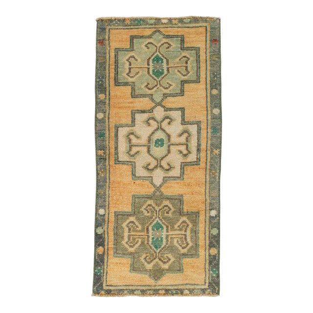 Turkish Mini Rug Oriental Hand Knotted Vintage Rug 1'5" x 3'2" #21297 For Sale