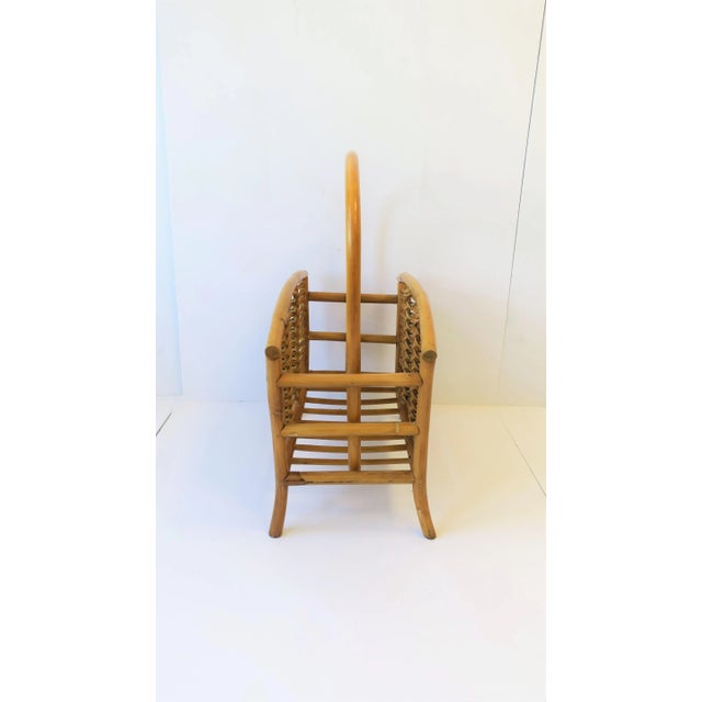 Wicker Rattan Bamboo Magazine Rack or Holder, Circa 1970s For Sale - Image 4 of 13