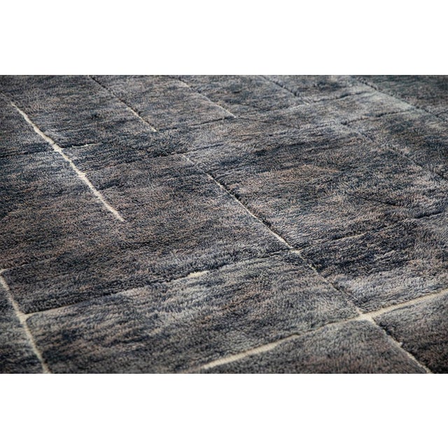 Refined Grid-Pattern Hand-Knotted Moroccan Oversize Wool Rug | 13'1" X 10'6" | One of a Kind For Sale - Image 9 of 9