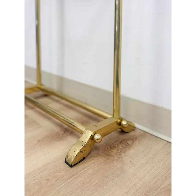Vintage Polished Brass Three-Tier Freestanding Towel Rack Ball Finials Atomic For Sale - Image 10 of 10