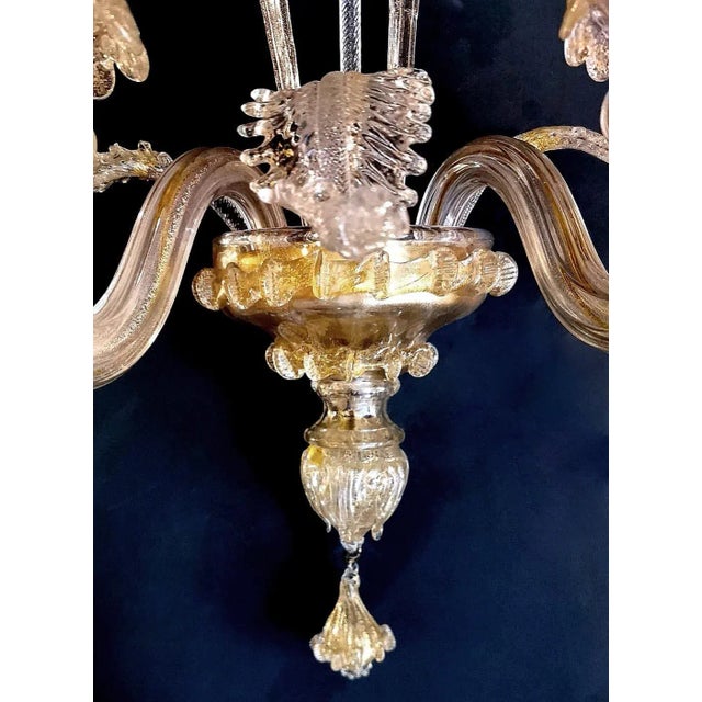 Art Nouveau Italian Murano Glass Wall Sconce in Blown Glass and Gold, 1950s For Sale - Image 9 of 13