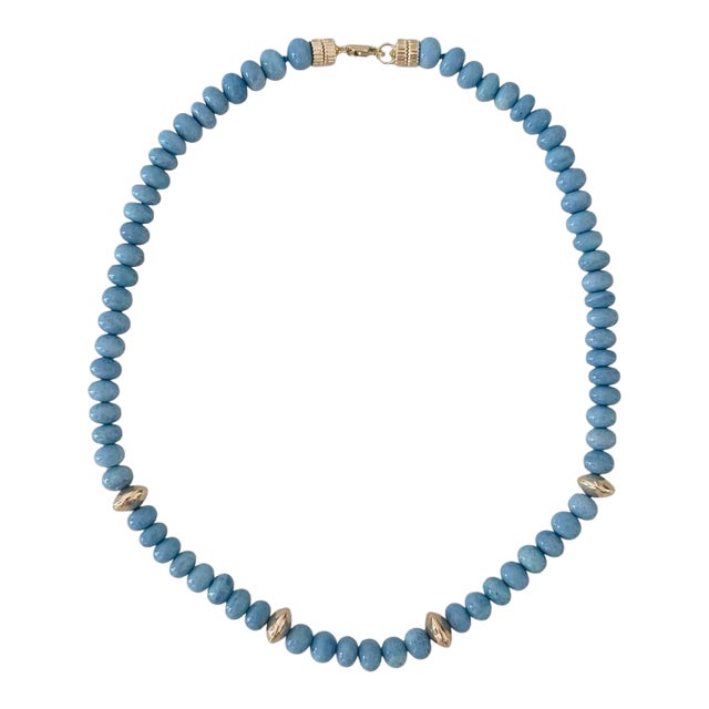 Oregon Blue Opal Necklace With 14k Gold For Sale