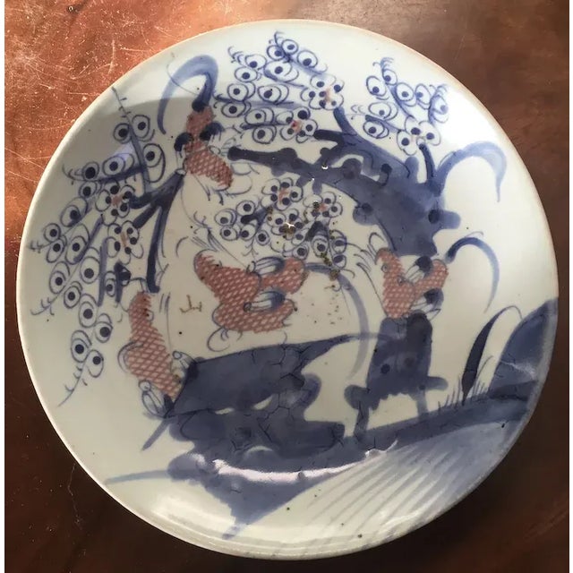 Blue Antique Early 19th Century Chinese Porcelain Low Bowl or Platter in Blue & White For Sale - Image 8 of 9