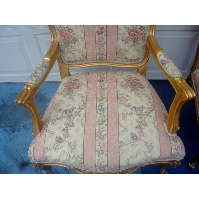 1970s 1970s Vintage French / French Provincial Arm Chairs- a Pair For Sale - Image 5 of 14