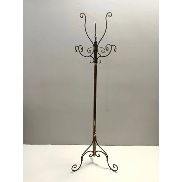 Brass Iron Hat and Coat Rack attributed to Meazza, Italy, 1960s For Sale - Image 4 of 15