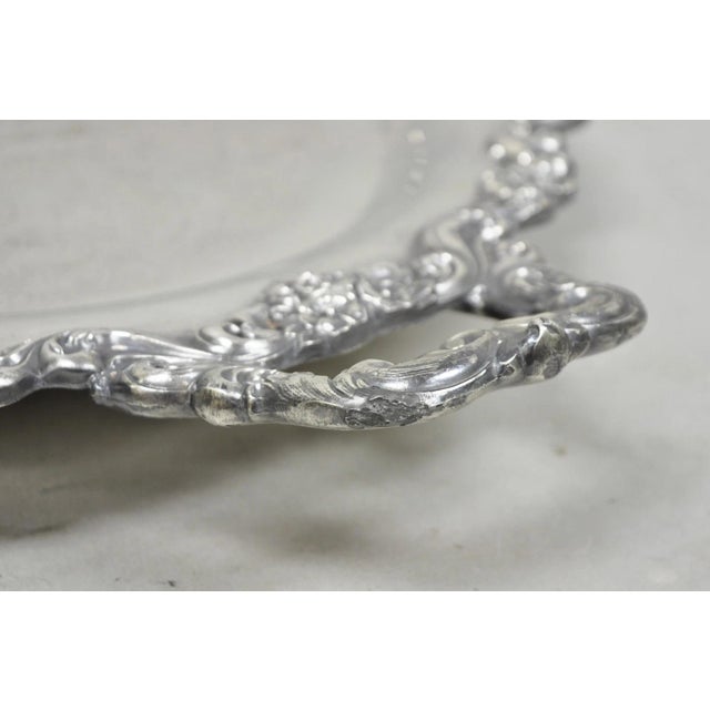 Vintage Poole 400 Lancaster Rose Silver Plated Bar Serving Platter Tray on Feet For Sale - Image 12 of 15