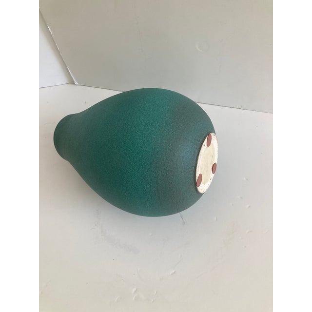 Mid-Century Modern Mid Century Matte Turquoise Glazed Ceramic Vase For Sale - Image 3 of 8
