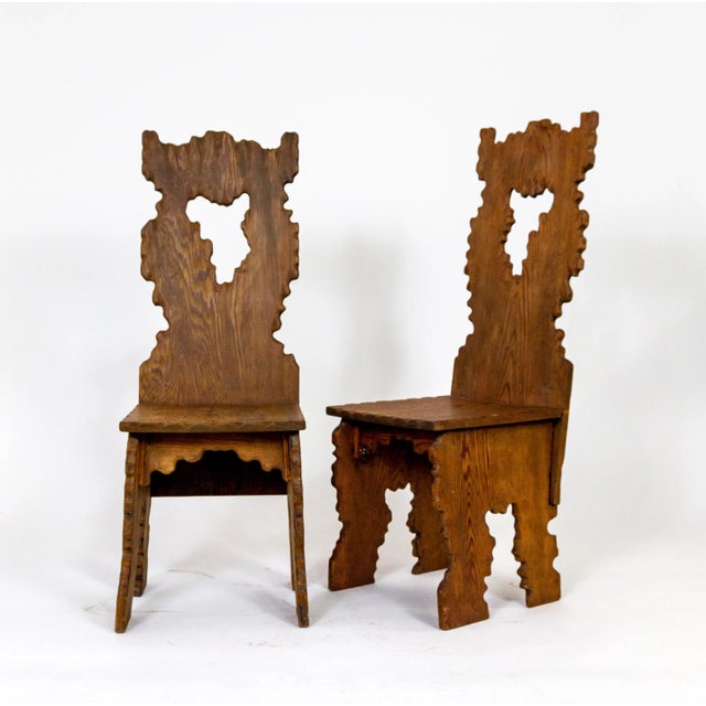Early 20th Century Sculptural Hand Carved Fir Chairs - a Pair For Sale - Image 13 of 13