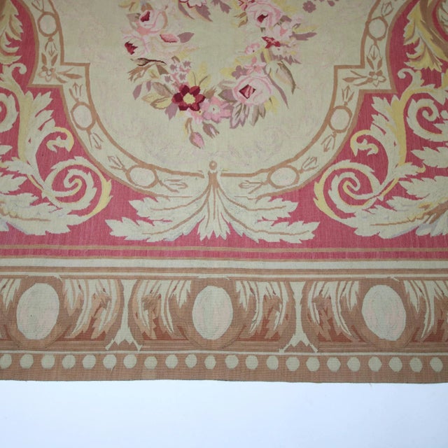 Large French Louis XVI Baubusson Rug with Flower Cartridge, 1890s For Sale - Image 5 of 12