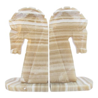 Large Mid-Century Modern Onyx Horse / Equestrian Bookends - a Pair For Sale