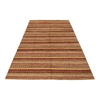 Gabbeh Rug 9’1” X 11’11” Multicolor Wool Striped Hand-Knotted Carpet For Sale