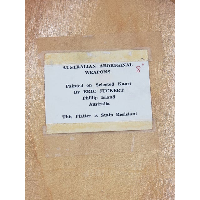 1980s Eric Juckert Australian Aboriginal Weapons Kauri Wood Plate For Sale - Image 6 of 7