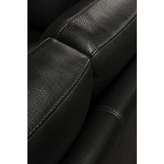 Metal Mid-Century Danish Modern Two-Seater Black Leather Sofa, 1970s For Sale - Image 7 of 18