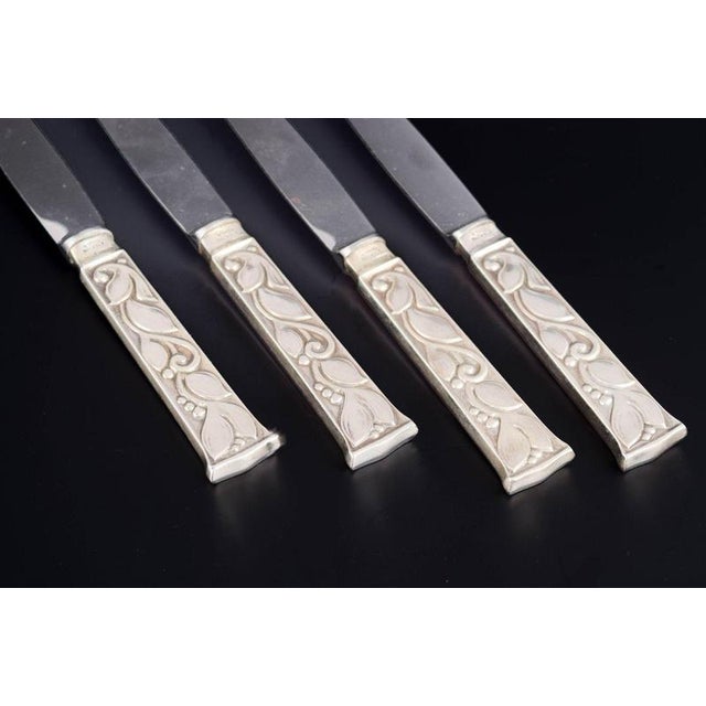 Fruit Knives in Sterling Silver and Stainless Steel by Evald Nielsen, 1930s, Set of 4 For Sale - Image 3 of 6